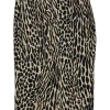 Beige and black viscose-blend leopard print pull-on knee-length pencil skirt with slit back
