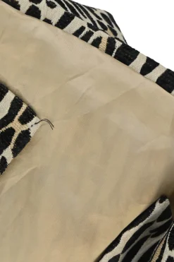 Beige and black viscose-blend leopard print pull-on knee-length pencil skirt with slit back