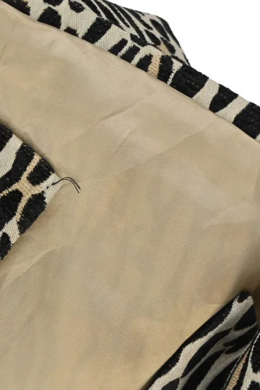 Beige and black viscose-blend leopard print pull-on knee-length pencil skirt with slit back