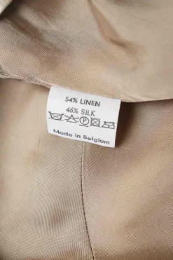 Beige and yellow linen-blend floral jacquard pleated French collar boat neck pullover shift dress