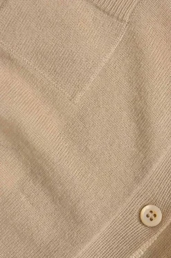 Beige cashmere and silk-blend jersey knit cardigan with patch pocket detailing