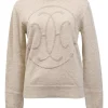 Beige cashmere knit crewneck H-Lift long sleeve sweater