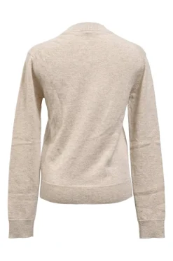 Beige cashmere knit crewneck H-Lift long sleeve sweater