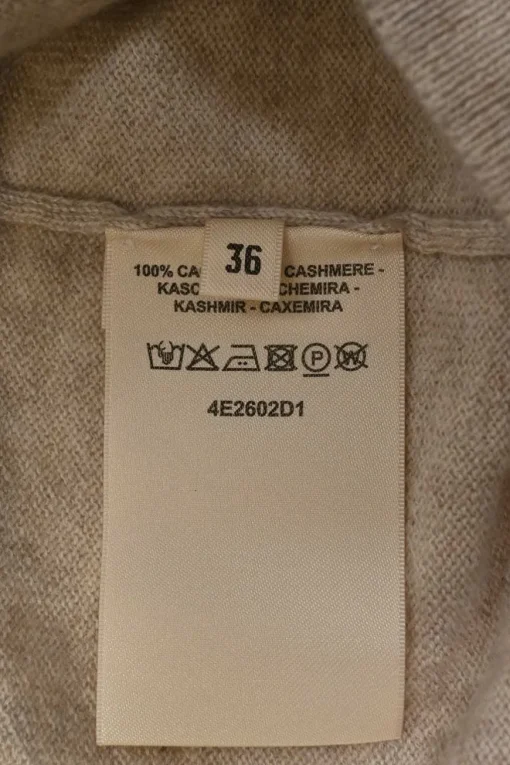Beige cashmere knit crewneck H-Lift long sleeve sweater