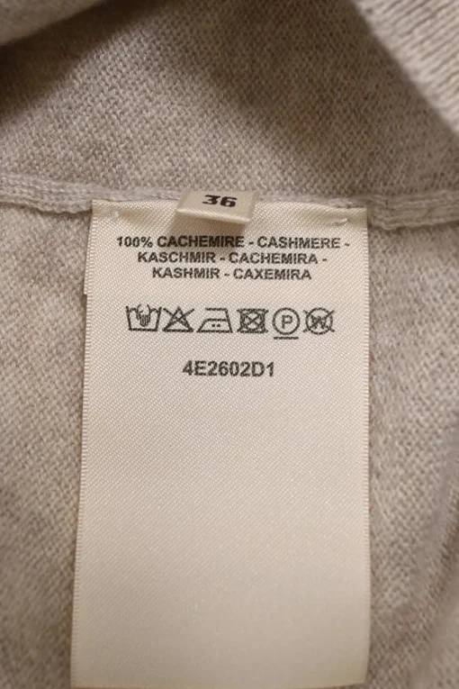 Beige cashmere knit crewneck H-Lift long sleeve sweater