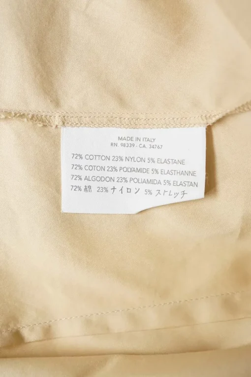 Beige cotton-blend puff sleeve button up shirt