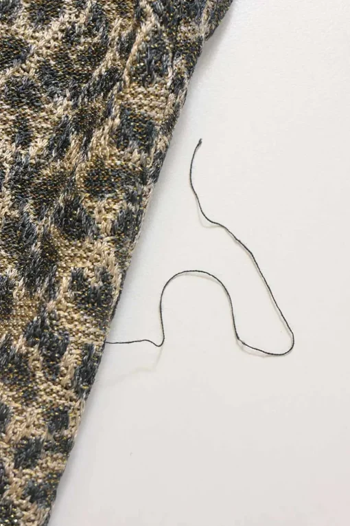 Beige leopard-print metallic knit cowl neck tank top