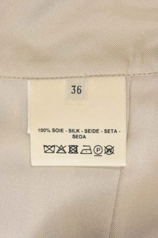 Beige silk ‘Brides de Gala en Désordre’ wrap mini skirt featuring original artwork by Hugo Grygkar and Cyrille Diatkine