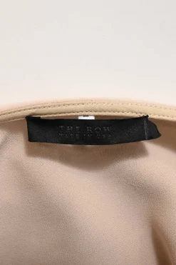 Beige viscose blend crepe bateau neck layered cape top with open back