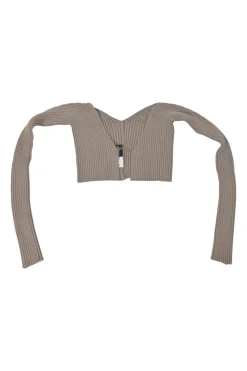 Beige viscose-blend seamless rib knit 'La Maille Pralu'