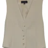 Beige wool button-front tailored waistcoat