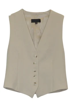 Beige wool button-front tailored waistcoat