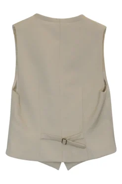 Beige wool button-front tailored waistcoat