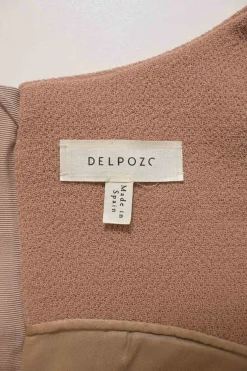Beige wool-blend embellished crêpe cold-shoulder flounce sleeve crop top featuring floral broderie motif