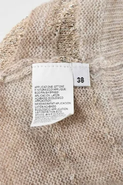 Beige wool-mohair-nylon experimental intarsia knit crewneck pullover sweater with camouflage motif