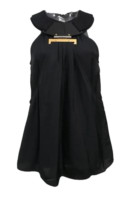 Black acetate embellished Grecian neck camisole