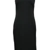Black acetate-blend Oblique jacquard bateau neck sheath dress