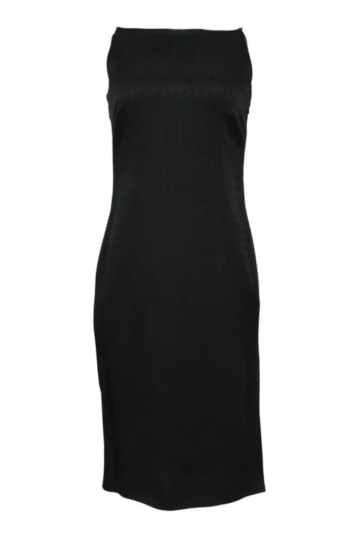 Black acetate-blend Oblique jacquard bateau neck sheath dress