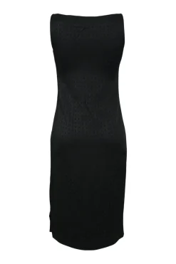 Black acetate-blend Oblique jacquard bateau neck sheath dress