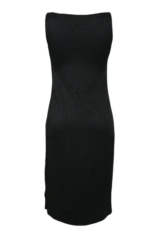 Black acetate-blend Oblique jacquard bateau neck sheath dress