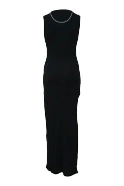 Black Anagram screen-printed cotton-blend jersey knit slit tank dress