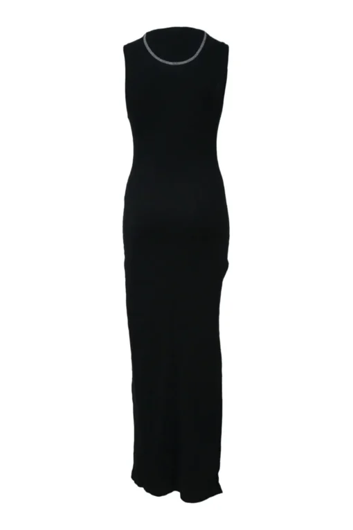 Black Anagram screen-printed cotton-blend jersey knit slit tank dress