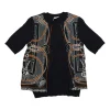 Black and brown bi-layer crewneck pullover t-shirt with foulard inserts