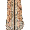 Black and camel abstract paisley zebra print swing-style camisole with high-low hem