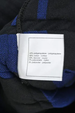 Black and cobalt blue polypropylene-blend fully-fashioned intarsia 3D knit strapless skirt