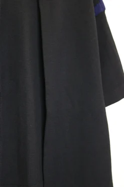 Black and cobalt blue wool open-front boxy double-faced interlock colour-block knit cardigan jacket