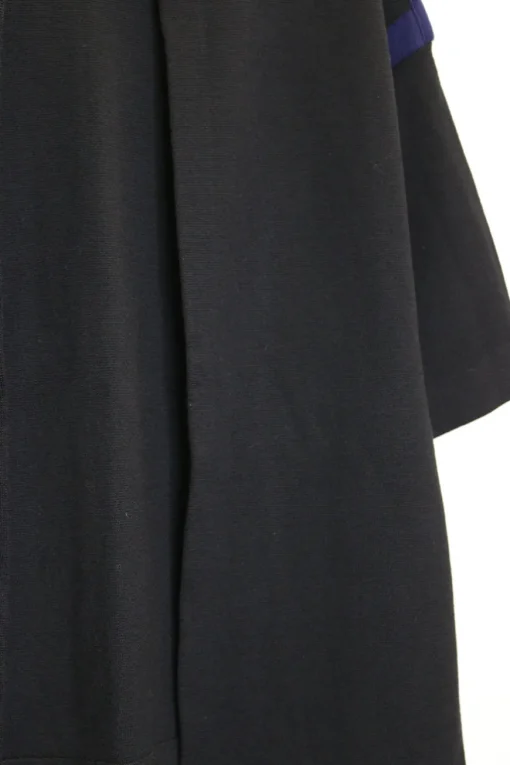 Black and cobalt blue wool open-front boxy double-faced interlock colour-block knit cardigan jacket