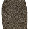 Black and copper bouclé tweed pull-on knee-length slit-back pencil skirt