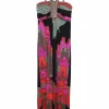 Black and fuchsia silk fluo abstract print Grecian racerback maxi dress
