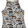 Black and orange cotton floral print racerback tank top