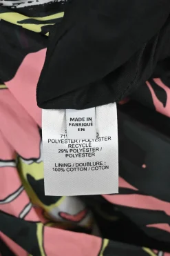Black and pink polyester-blend abstract floral print tucked maxi dress