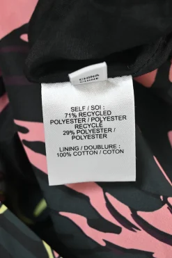 Black and pink polyester-blend abstract floral print tucked maxi dress