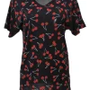 Black and red cherry cotton jersey graphic crewneck pullover T-Shirt featuring novelty cherry print