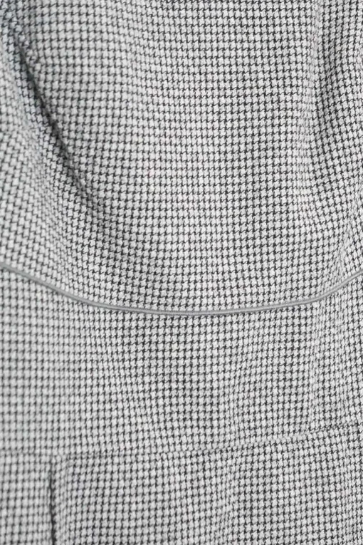 Black and white wool-blend houndstooth boat neck pleated sheath dress