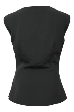 Black bias-cut cowl neck sleeveless blouse