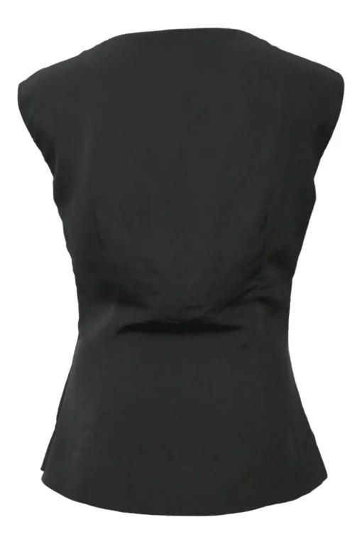 Black bias-cut cowl neck sleeveless blouse