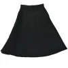 Black bias-cut polyester pull-on skater midi skirt with concealed side zip fastening