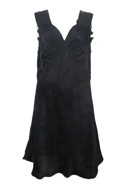 Black bias-cut silk Dragon jacquard Roxy empire-waist plunge neck slip dress