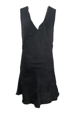 Black bias-cut silk Dragon jacquard Roxy empire-waist plunge neck slip dress