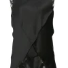 Black bias-cut silk sleeveless tulip blouse
