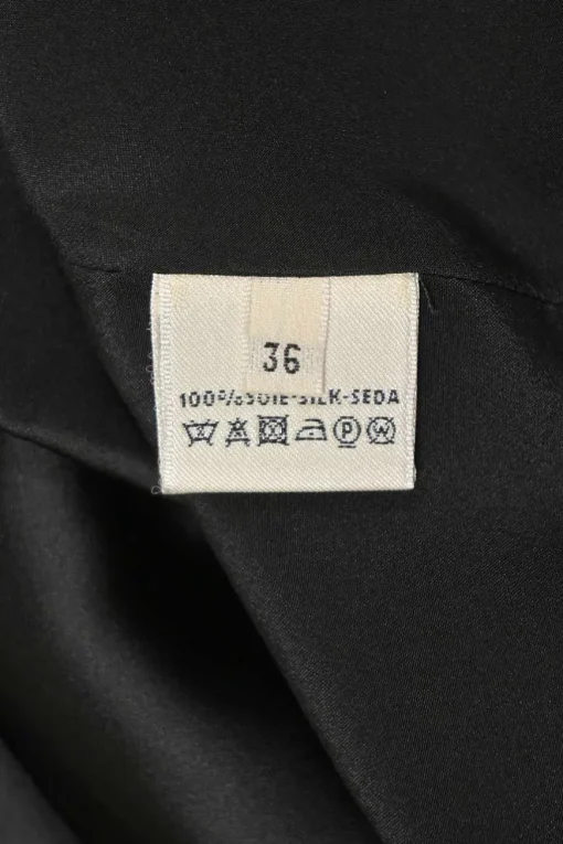 Black bias-cut silk sleeveless tulip blouse