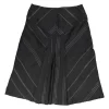 Black bias-cut striped acetate-blend jacquard pull-on knee-length A-line skirt with godet insert