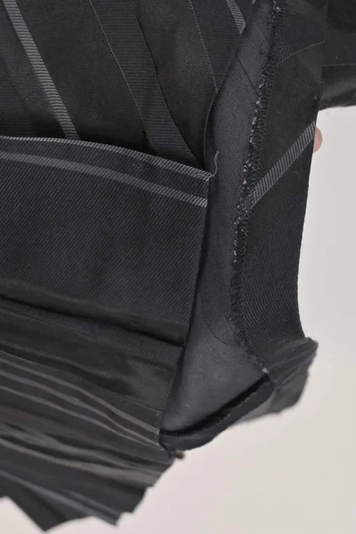 Black bias-cut striped acetate-blend jacquard pull-on knee-length A-line skirt with godet insert