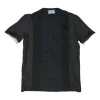 Black bow-embellished paneled crewneck pullover T-shirt