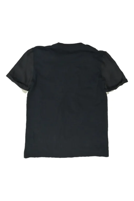 Black bow-embellished paneled crewneck pullover T-shirt