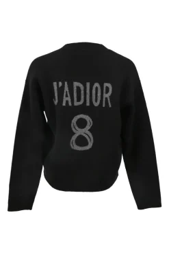 Black cashmere-blend J'Adior 8 intarsia crewneck boxy sweater